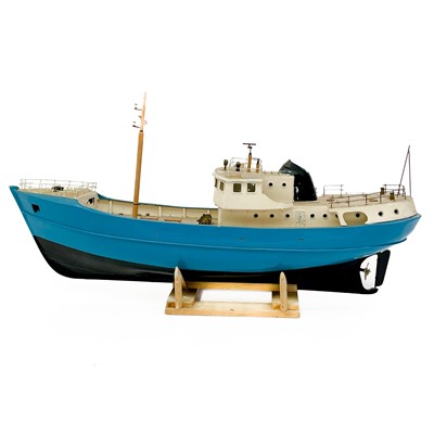 Lot 167 - A painted plywood model of a fishing trawler.