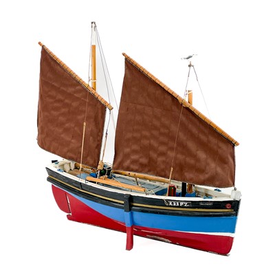 Lot 466 - A model of a Newlyn two mast lugger PZ233 Mystery.