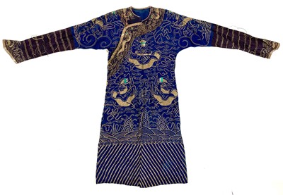 Lot 44 - A Chinese gold metal thread embroidered dragon robe, early 20th century.