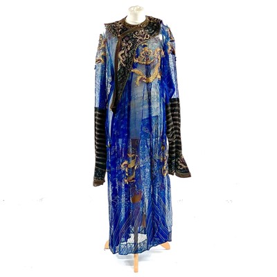 Lot 45 - A Chinese silk embroidered dragon robe, late 19th/early 20th century.