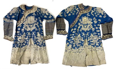 Lot 49 - A pair of Chinese silk embroidered dragon robes, early 20th century.