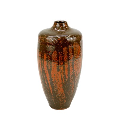 Lot 852 - Alan Brough slim studio pottery stoneware vase.