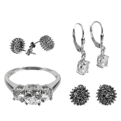 Lot 131 - A selection of sterling silver zircon set jewellery by Gemporia.