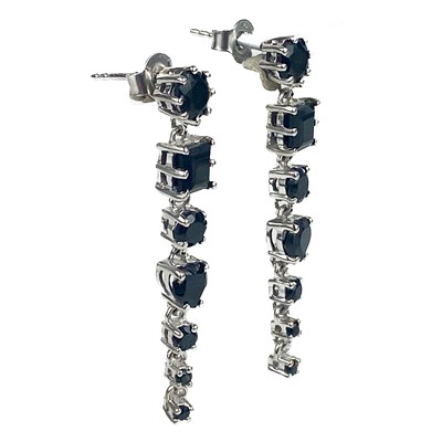 Lot 69 - Two pairs of sterling silver black spinel set earrings and a pendant by Gemporia.