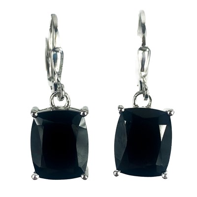 Lot 69 - Two pairs of sterling silver black spinel set earrings and a pendant by Gemporia.