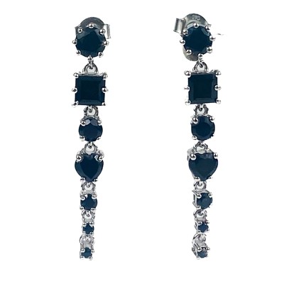 Lot 69 - Two pairs of sterling silver black spinel set earrings and a pendant by Gemporia.