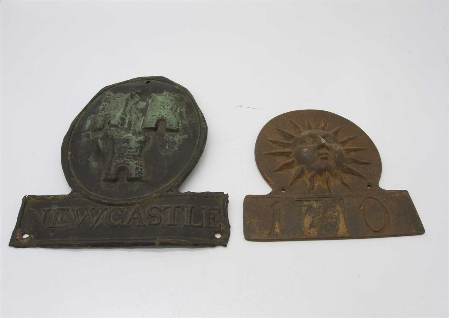 Lot 248 - Two metal insurance plaques 'Newcastle' and