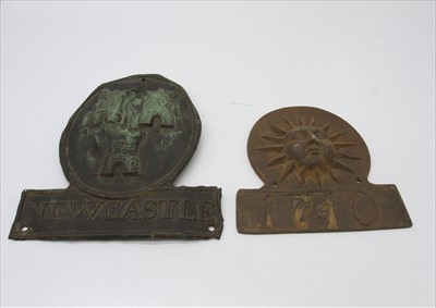 Lot 248 - Two metal insurance plaques 'Newcastle' and...