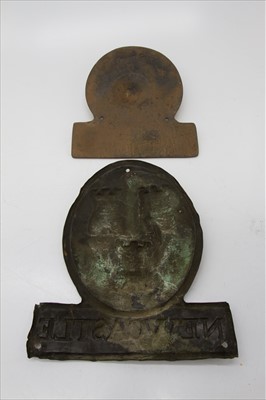 Lot 248 - Two metal insurance plaques 'Newcastle' and...