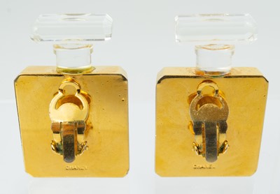 Lot 13 - A rare pair of Chanel 1980's Coco Chanel perfume bottle earrings.