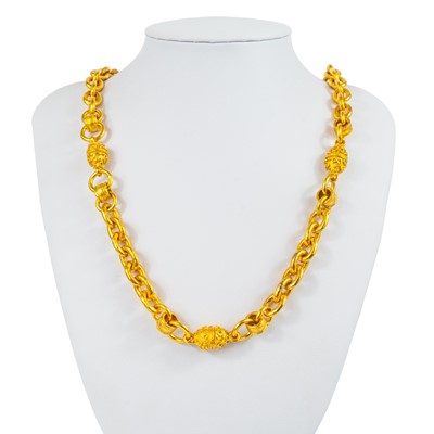 Lot 349 - A Chanel belcher link and oval bead necklace.