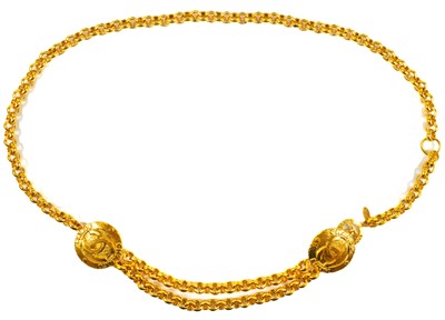 Lot 386 - A 1980's Chanel double medallion chain belt.