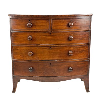 Lot 1895 - A 19th century mahogany bow fronted chest of drawers.