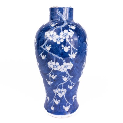 Lot 356 - A Chinese prunus pattern blue and white porcelain vase, late 19th century.