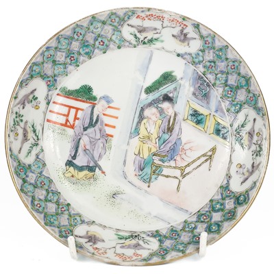 Lot 375 - A Chinese famille verte porcelain dish, 18th century.