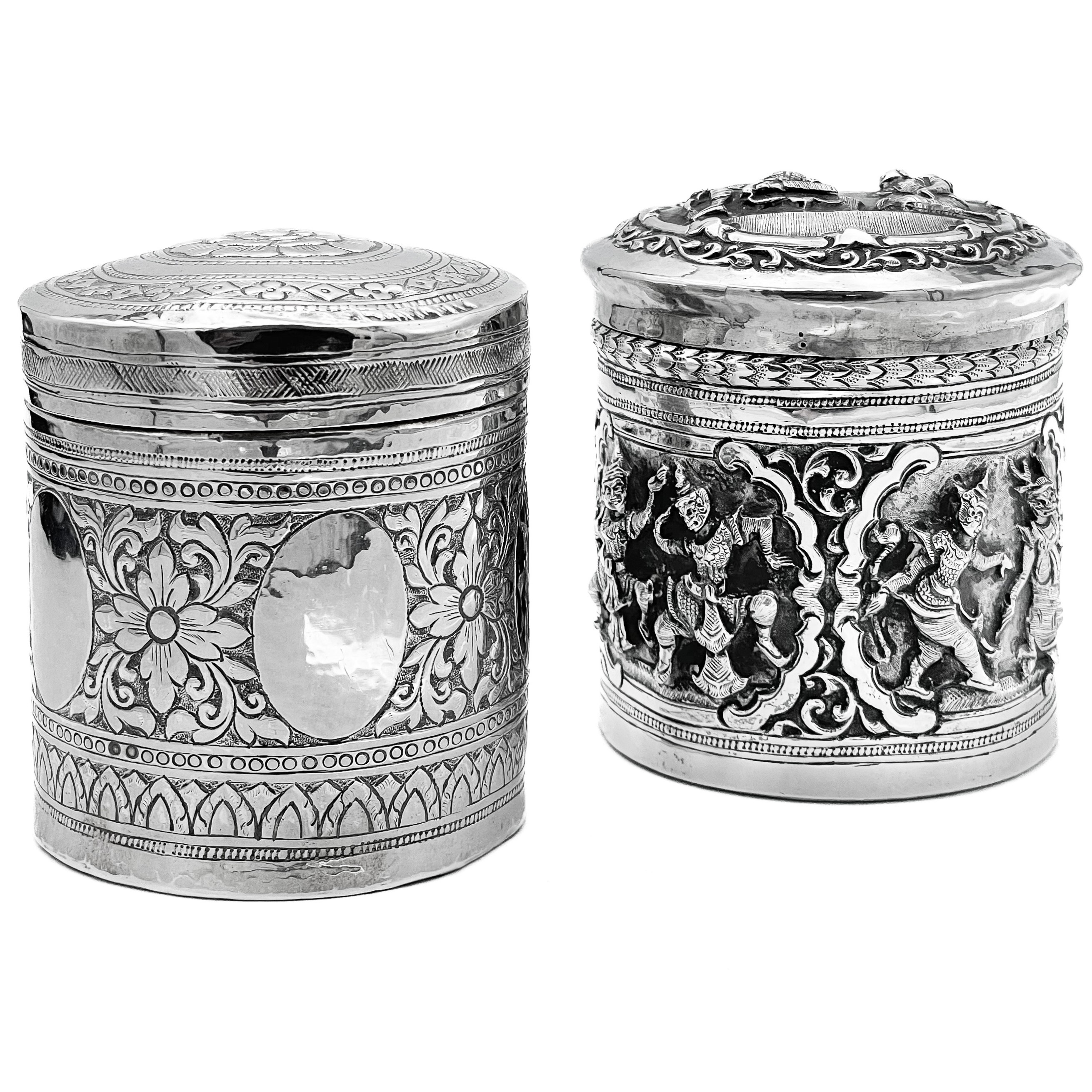 Lot 41 Two Indian silver canisters, 19th century.