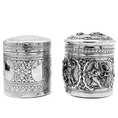 Lot 41 - Two Indian silver canisters, 19th century.