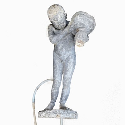 Lot 613 - A lead water feature with a cherub stand.