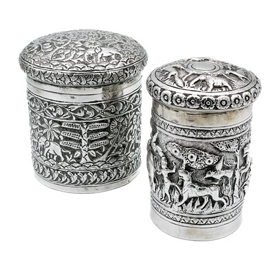 Lot 43 - Two Indian silver canisters, 19th century.