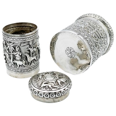 Lot 43 - Two Indian silver canisters, 19th century.