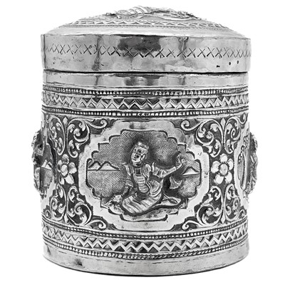 Lot 44 - A Burmese silver canister, 19th century.