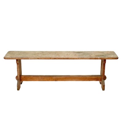 Lot 143 - A late Victorian pitch pine form or bench.