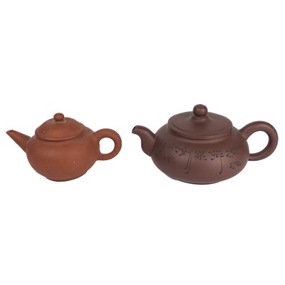 Lot 376 - Two Chinese Yixing teapots.