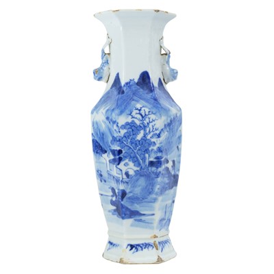 Lot 382 - A Chinese blue and white hexagonal vase, 19th century.