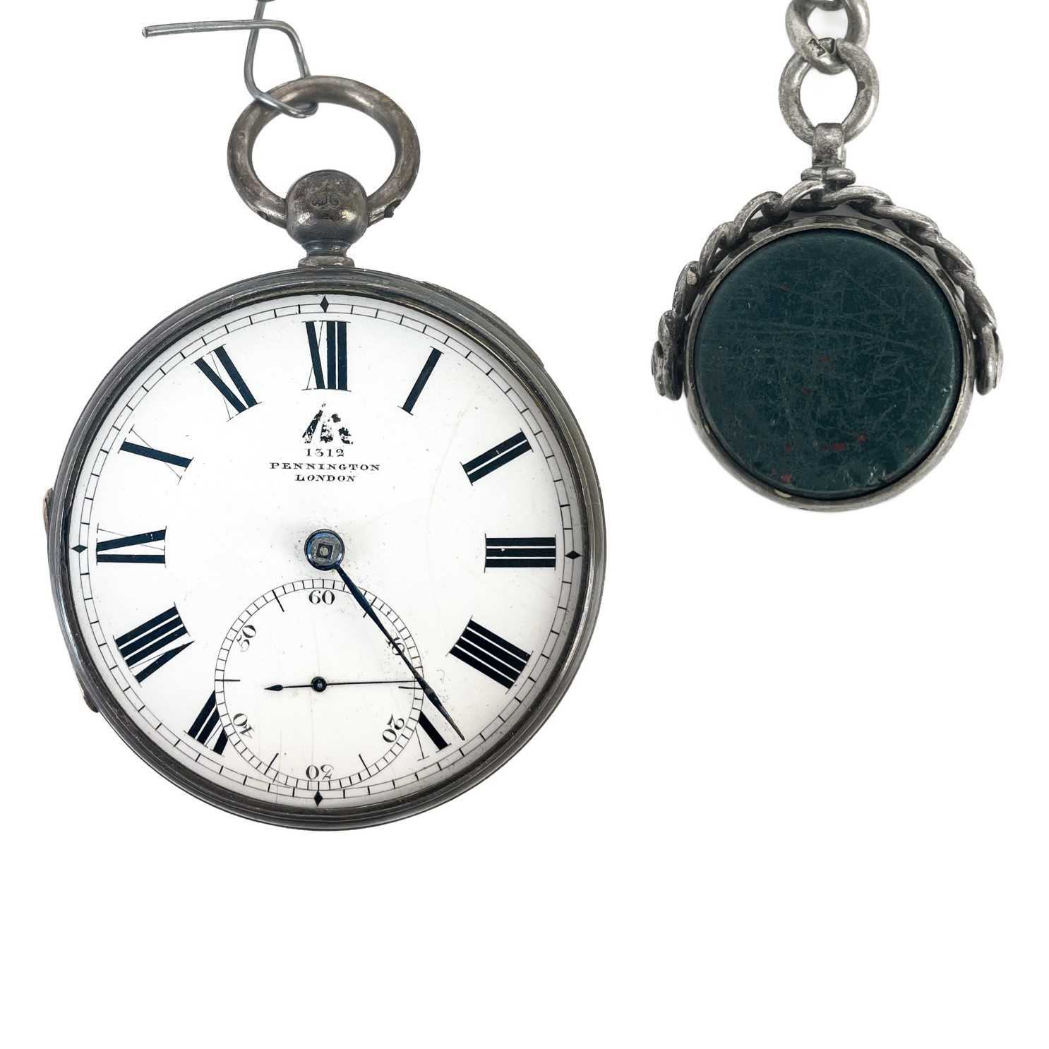 Lot 19 - A Victorian military issue silver cased fusee lever pocket watch by Pennington London.