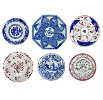 Lot 386 - Six Chinese porcelain dishes, 18th century.