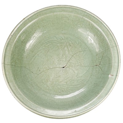 Lot 394 - A large Chinese celadon crackle glaze porcelain bowl, Ming Dynasty.