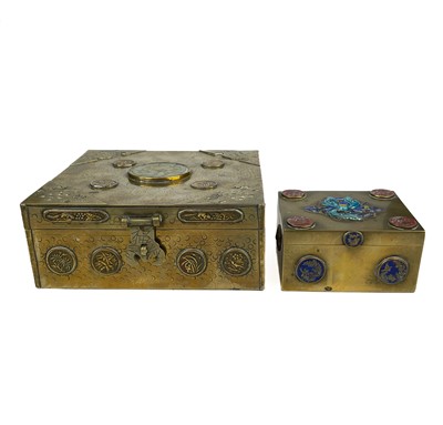 Lot 403 - Two Chinese brass boxes, early 20th century.