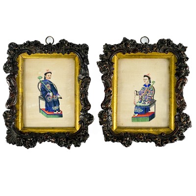 Lot 404 - A pair of Chinese pith paintings, 19th century.