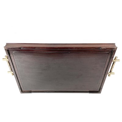 Lot 58 - A Chinese silver and hardwood tea tray, by Tuck Chang & Co Ltd, Shanghai.