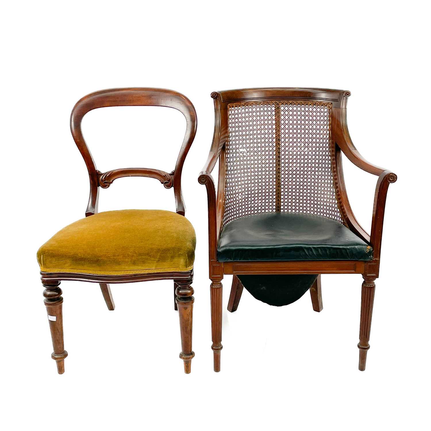 Lot 1953 A Regency mahogany and cane library chair.