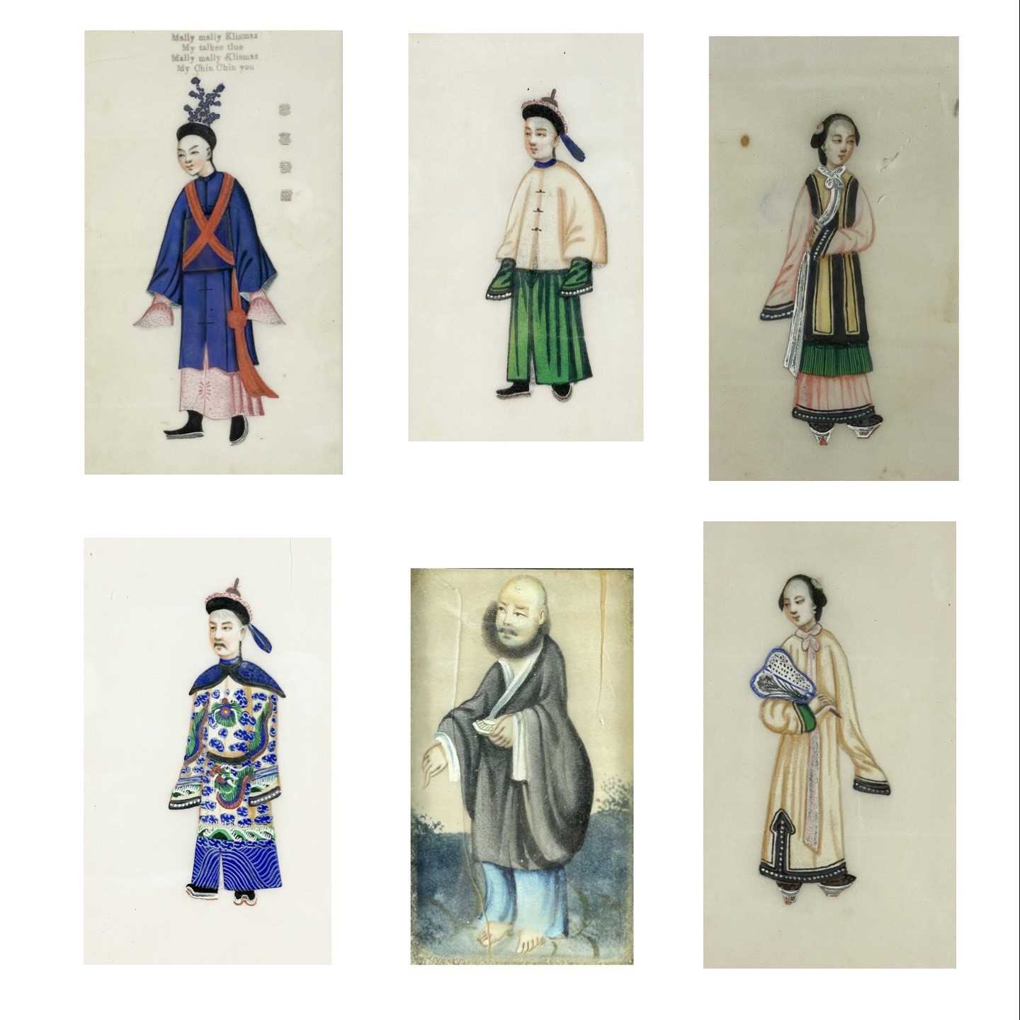 Lot 582 - Six Chinese paintings on rice paper, circa 1900.