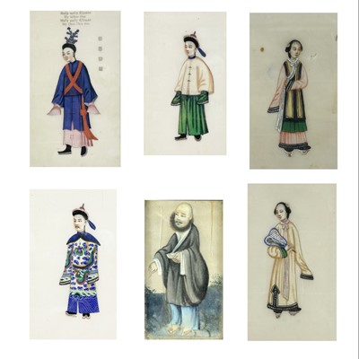 Lot 582 - Six Chinese paintings on rice paper, circa 1900.