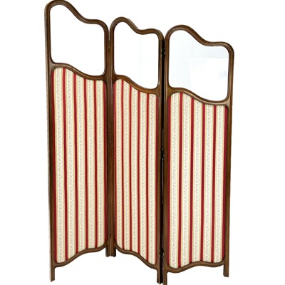 Lot 1960 - A late Victorian three fold dressing screen.