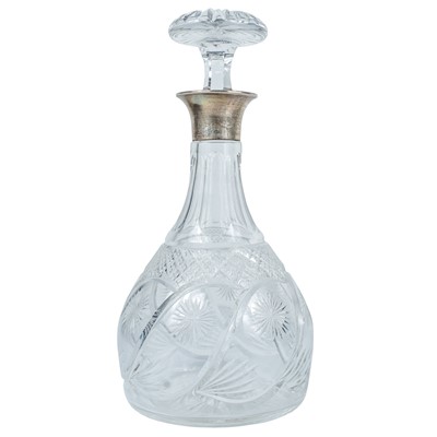 Lot 287 - A George V silver rim cut glass decanter and stopper.