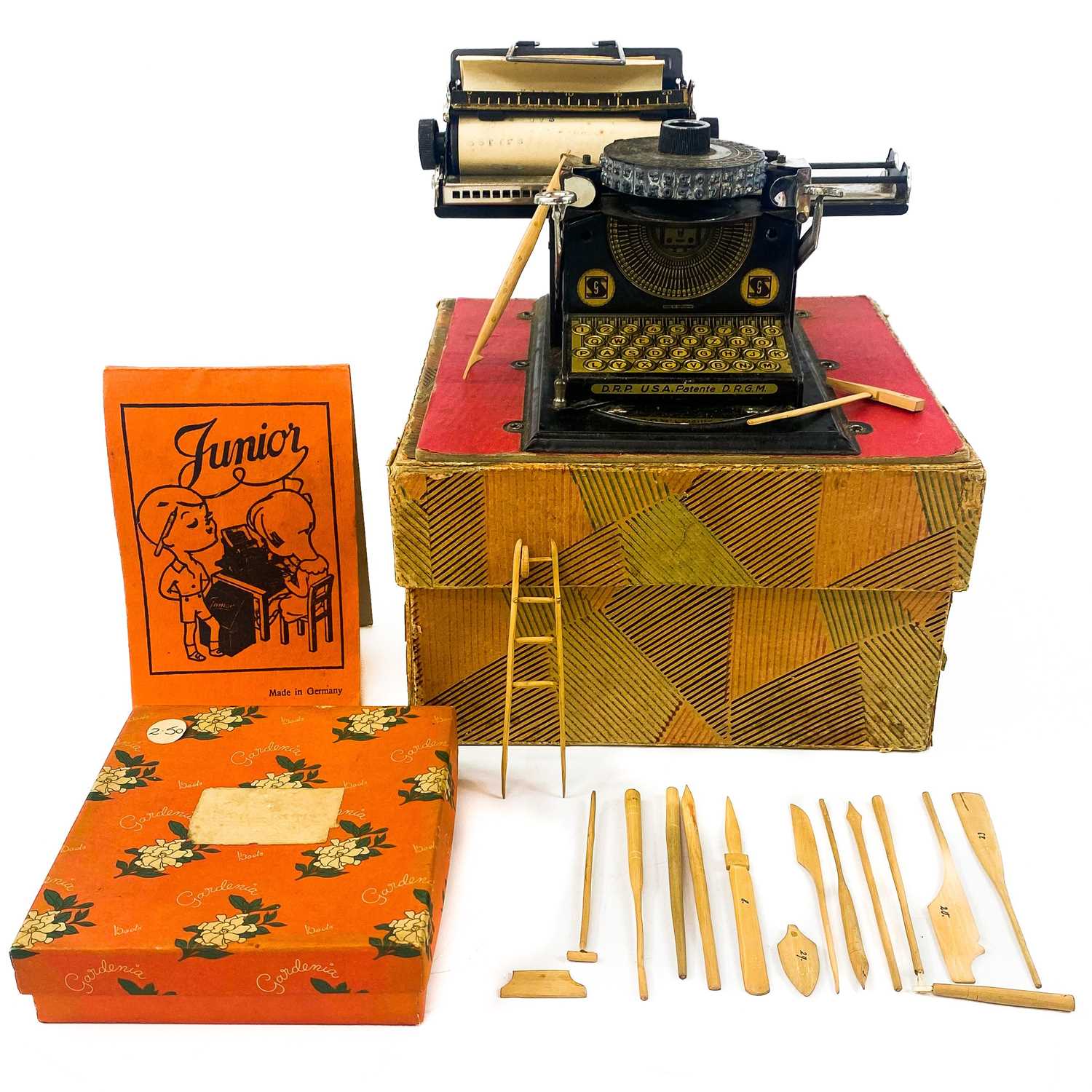 Lot 797 - Child's DRGM Cylindrical Wheel Tinplate Typewriter.