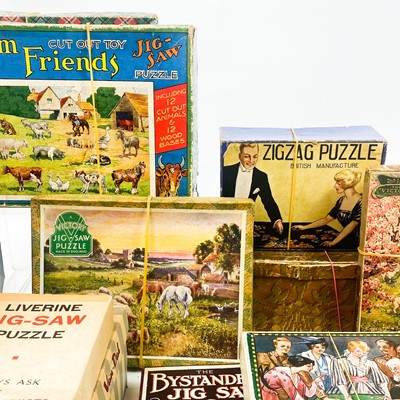 Lot 798 - Boxed Wooden Jigsaws Including Zig-Zag, Victory, Zag-Zaw, Bairnsfather etc. (x15)