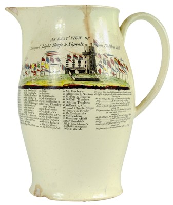 Lot 34 - A rare Liverpool, Bidston creamware bellied jug