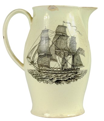 Lot 34 - A rare Liverpool, Bidston creamware bellied jug