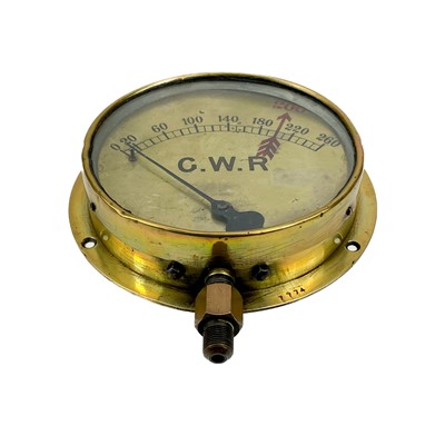 Lot 623 - Great Western Steam Locomotive Pressure Gauge.