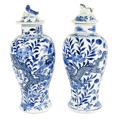 Lot 434 - Two similar Chinese blue and white porcelain vases, late 19th century.