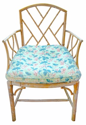 Lot 19 - A faux bamboo armchair