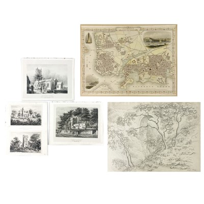 Lot 933 - Devon - Mid 19th Century Prints of Topographic Views, Maps of Plymouth etc.