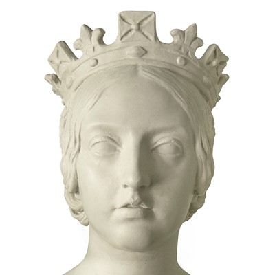 Lot 26 - After John Gibson 1791 - 1866, a plaster portrait bust of the young Queen Victoria