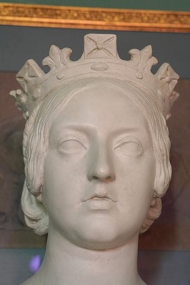 Lot 26 - After John Gibson 1791 - 1866, a plaster portrait bust of the young Queen Victoria
