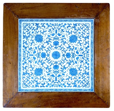 Lot 56 - A square Chinese porcelain Ming-style tile